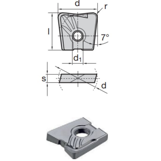 Picture of LMT Fette WPB 16 AF 30 LCHK10M Milling Insert Back Draft